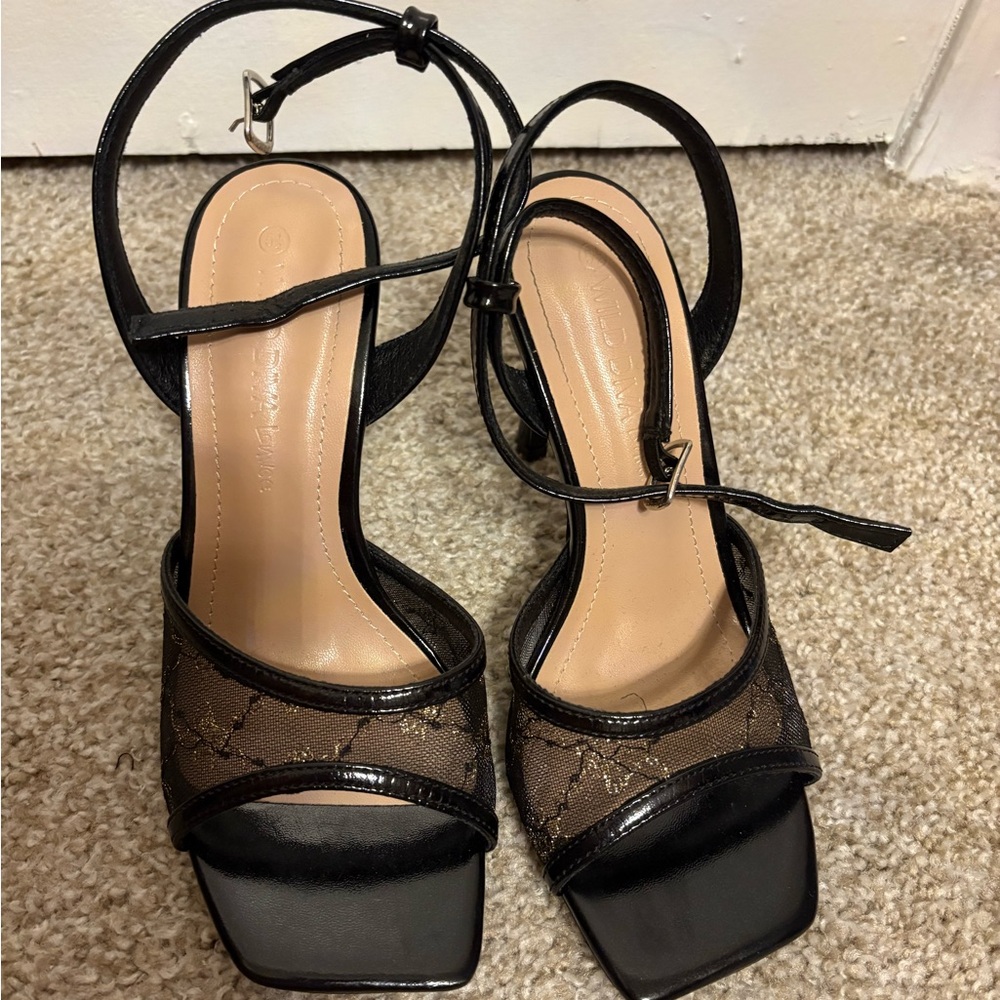 Fashion Nova Black Strappy Heels
